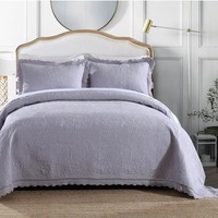 Parure de lit trois pièces en pur coton matelassée et brodée, style coréen, avec couvre-lit et jupe de lit