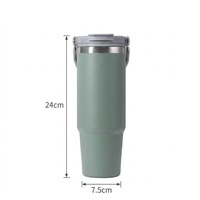 Vaso Térmico de Acero Inoxidable 304 de Doble Pared con Aislamiento al Vacío de 30oz, 2 en 1, con Tapa y Asa para Viajes en Auto, Venta al Por Mayor