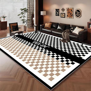 พรมลายตารางแบบโมเดิร์น รูปทรงสี่เหลี่ยมผืนผ้า ลายเรขาคณิต ผ้าเลียนแบบแคชเมียร์ กันลื่น สำหรับห้องนั่งเล่น ห้องนอน ตกแต่งบ้าน - Product Image 4