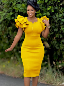 Robes de soirée d'été pour femmes, robe formelle à manches bouffantes à paillettes, robes élégantes pour l'église pour femmes - Product Image 5