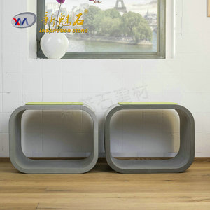 Nuevos Materiales de Construcción de Piedra, Banco Cuadrado de Hormigón GRC, Muebles de Patio para Interiores y Exteriores, Color Gris, Xms001 - Product Image 3
