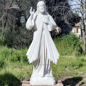 Estatua DE LA Divina Misericordia de Jesús con Rayos Radiantes de Luz Mármol Blanco Estilo Europeo para <span class=keywords><strong>Iglesia</strong></span> o Jardín - Product Image 3
