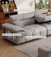 Canapé Sectionnel Zéro Mur Intelligent à Commande Vocale IA, Cadre en Bois Moderne, Cuir Véritable, Trois Places, Écologique, pour Hôtels et Villas
