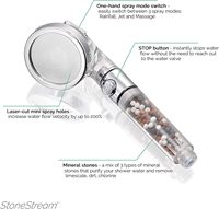 Pommeau de douche mural LED effet pluie en laiton chromé, design moderne, haute pression, avec interrupteur marche/arrêt et perles ioniques pour un effet spa 1