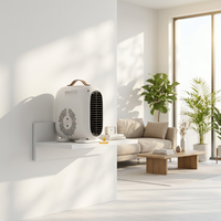 Ventilateur Chauffant Électrique Portable avec Écran Tactile Numérique, 3 Vitesses, Protection Contre la Surchauffe, Mini Chauffage d'Espace Mural pour l'Hiver avec Éclairage