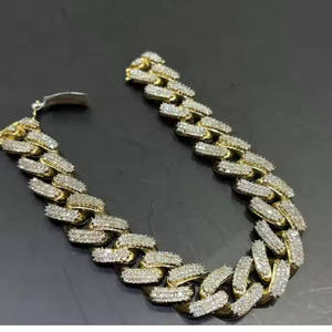 Custom 925 Sterling Silver Cuban Bracelet Hip Hop Style Moissanite Jewelry <b>Iced</b> <b>Out</b> Design Luxury Bracelet for Men Women - Product Image 1