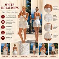 Robe Courte Élégante et Romantique sans Bretelles, Décolleté Cœur, Appliques Florales 3D, Taille Cintrée, Évasée en Dentelle, Idéale pour les Vacances et la Saint-Valentin