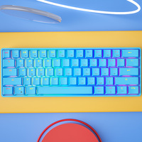 Keyboard Gaming Mekanik Mini RGB 61 Tombol Nirkabel USB Type-C Anti-Ghosting Tanpa Penyangga Pergelangan Tangan untuk PC Laptop Desktop