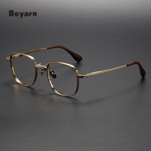 Fábrica Boyarn, venta al por mayor, Unisex, <span class=keywords><strong>Retro</strong></span>, Cuadrado de negocios, acetato de titanio, gafas ópticas, montura de gafas en Stock - Product Image 4