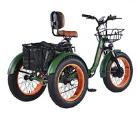 Triciclo Eléctrico de 3 Ruedas con Llantas Gruesas de 20 Pulgadas, Triciclo de Carga, Batería de Litio de 48V, Motor sin Escobillas de 500W, Cestas Plegables para Adultos