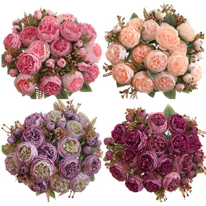 <span class=keywords><strong>Peinture</strong></span> à l'huile, <span class=keywords><strong>bouquet</strong></span> <span class=keywords><strong>de</strong></span> pivoines simulées, tissu <span class=keywords><strong>de</strong></span> soie, fleurs artificielles, style moderne, décoration <span class=keywords><strong>de</strong></span> mariage, arrangement <span class=keywords><strong>de</strong></span> vase - Product Image 1