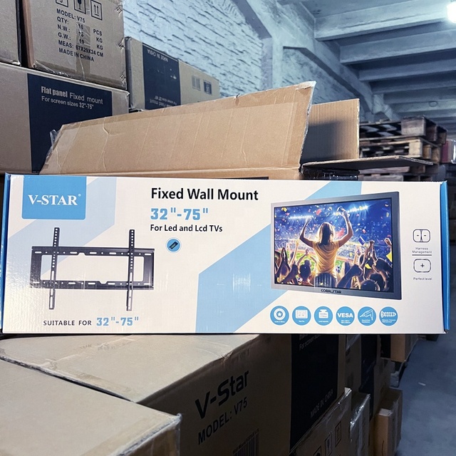 Steel TV Wall Mount Bracket for 32"-70" LED/LCD Televisions Fixed Mount with 75kg Load Capacity VESA 600x400mm Compatibility