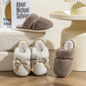 Nuevas <span class=keywords><strong>zapatillas</strong></span> bonitas de algodón de Color sólido con lazo, zapatos planos dulces en otoño e invierno, <span class=keywords><strong>zapatillas</strong></span> antideslizantes y cálidas <span class=keywords><strong>para</strong></span> interiores <span class=keywords><strong>para</strong></span> parejas, <span class=keywords><strong>zapatillas</strong></span> de China - Product Image 3