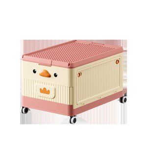 <b>Kids</b> Toy <b>Storage</b> Organizer With Wheels Cartoon Design For Children's Room Foldable <b>Storage</b> <b>Box</b> For Blocks And Books - Product Image 5