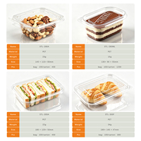 Boîte de conservation alimentaire jetable en PET avec couvercle rabattable pour la préparation des repas, sandwichs, salades, fruits, collations, vente au détail, épicerie, supermarché, vente en gros, OEM