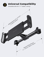 Support de tablette pour appuie-tête de voiture Lamicall P, support de téléphone réglable pour siège arrière, rotation à 360°, support universel pour tablette, voyage en voiture pour enfants