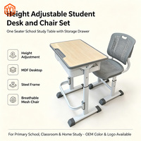 Ensemble bureau et chaise réglables en hauteur XYJ pour étudiants, table et chaise d'étude pour salle de classe, école primaire et secondaire