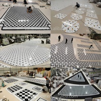 Architektonisches Marmor-Wasserstrahl-Medaillon Bodendesign Maßgefertigte Polierte Stein-Einlage Mosaik-Teppichfliese für Innenböden