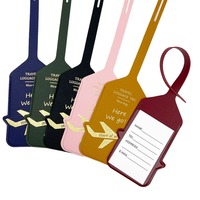 Étiquette de bagage personnalisée en cuir PU, étiquette de nom de voyage personnalisée, étiquette de valise avec logo pour cadeau promotionnel d'entreprise