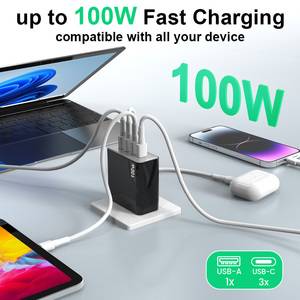 SChitec 100W Fast GaN Charger LED <b>Light</b> Multi Port Super Speed Charging 2C+A Laptop Charger for Multi device power charge - Product Image 5