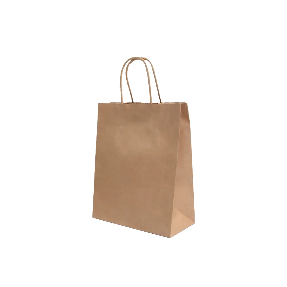 Bolsa de papel Kraft marrón para llevar de fondo cuadrado pequeño RTS, bolsa de embalaje de alimentos, bolsas de papel blanco para pan para restaurante, comida para llevar