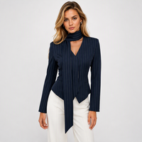 Blazer de mode automne en gros, veste de costume formelle à manches longues et col en V, bouton dissimulé, coupe ajustée, élégant et décontracté pour femme de bureau