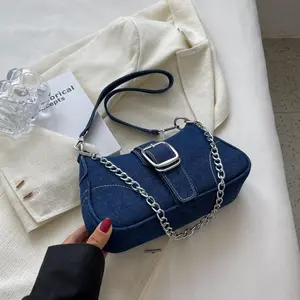 Tas Denim harga rendah tas tangan kustom wanita utama untuk wanita mewah dengan Logo grosial-tas tangan buatan Tiongkok tas wanita