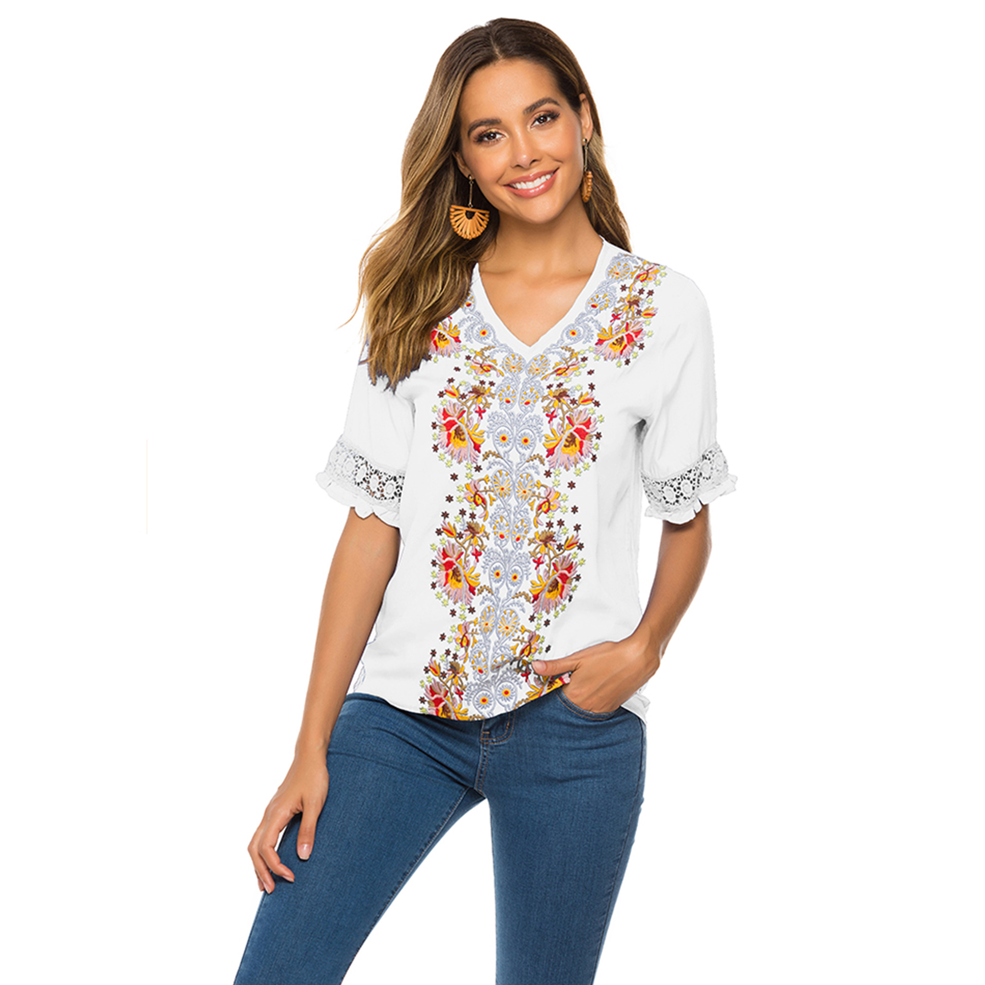 Promoción spanish, Compras online de spanish promocionales, blusas bordadas  mexicana.alibaba.com