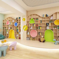 Étagère à livres pour enfants en bois moderne et personnalisée à 3 niveaux avec siège circulaire, à fixer au mur, pour les écoles
