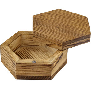 Wooden Hexagon Jewelry Box 8x8x8cm Natural Wood Color <b>Ring</b> <b>Storage</b> Box For Wedding Jewelry Packaging - Product Image 3