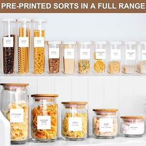 Küchen-Pantry-Etiketten für Lebensmittel Weiße minimalist ische Etiketten für Gläser Vorrats behälter Vor gedruckter wasserdichter Pantry-Aufkleber - Product Image 3