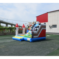 SUPER CASTLE 2026 Château Gonflable Commercial Personnalisé en PVC, Combo Maison de Rebond Dinosaure 4x4m, Installation Facile, 400KG, Fête d'Enfants en Extérieur
