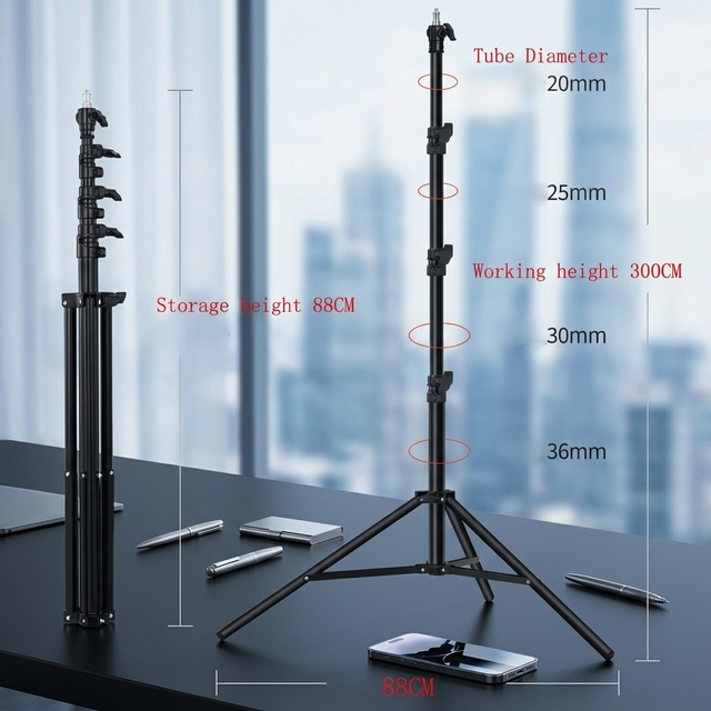 3 Meter Heavy Duty Impact Tripod Aluminum Alloy 8kg Load Capacity Air Cushion Video Studio Photography Light Stand Mount Flash