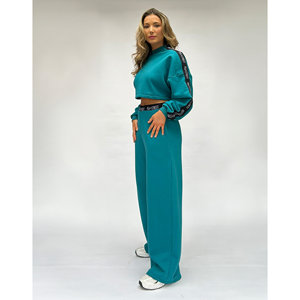Verde acqua blu pantaloni da jogging gamba dritta a vita alta loungwear Pea Street Logo - Product Image 3