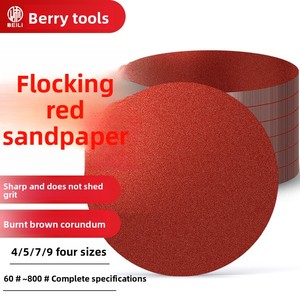 Discos de Papel de Lija Rojo Flocado <span class=keywords><strong>BEILI</strong></span> de 4/5/7/9 Pulgadas, Grano 60-800, Corindón Marrón Calcinado para Pulir y Desbastar Madera y Metal - Product Image 2