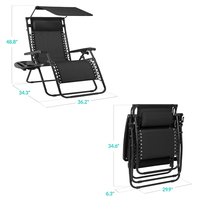 Chaise longue d'extérieur 30 pouces avec auvent réglable, appui-tête et table latérale pliable – Vente en gros