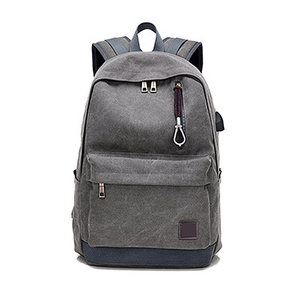 Hot Sell Solid Color, Canvas Rucksack <b>Laptop</b> <b>Backpack</b> College Middle School Bag Outdoor Leisure Travel <b>Backpack</b> With USB/ - Product Image 6