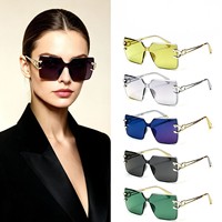 Nouvelles lunettes soleil métal UV400 sans monture unisexe voyage fête, lunettes élégantes fournisseur direct en gros