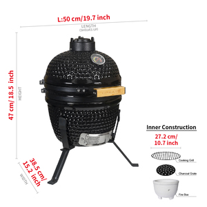 <span class=keywords><strong>SEB</strong></span> KAMADO/ Petit barbecue en céramique Kamado de 13 pouces pour l'extérieur avec contrôle de la température, idéal pour les amateurs de barbecue recherchant la commodité. - Product Image 4