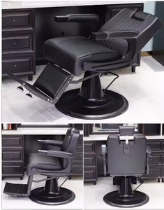 Silla de Barbero Profesional Retro, Resistente, Totalmente Negra, Silla de Estilismo de Lujo para Barbería, Precio al por Mayor para Salón de Belleza - Product Image 6