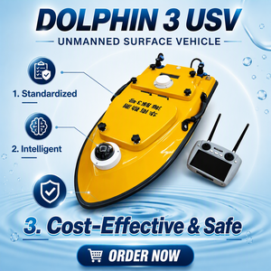Embarcación de inspección compacta de fibra de carbono sin tripulación Dolphin 3 RTK USV OEM, barco autónomo de haz único para batimetría científica en lagos, 3 horas de autonomía - Product Image 1