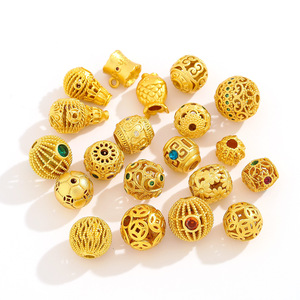 Nantong <b>Copper</b> Plated Gold Hollow Spacer Beads Mixed Shapes Zircon Inlay For <b>Bracelet</b> Making DIY Jewelry Accessories - Product Image 5