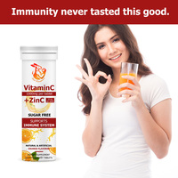 Comprimés effervescents OEM ODM, vitamine C plus zinc, soutien immunitaire, antioxydant, haute puissance, saveur orange, compléments naturels pour adultes