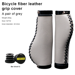 RIDERACE Poignées de guidon de vélo de montagne Durable en fibre antidérapante en cuir vtt barre de poignée de vélo pièces de poignée verrouillables - Product Image 3