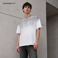 T-shirt Homme Oversize Personnalisé Teint par Pulvérisation 100% Coton 260 GSM Col Rond Tricoté Manches Courtes Style Urbain pour Marques de Vêtements