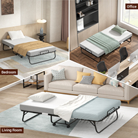 Lit pliant moderne réglable avec matelas, multifonctionnel, pour chambre et salon, en mousse à mémoire de forme, confortable, gain de place, en fer