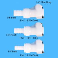 Raccord rapide pour tuyau en plastique 1/4 "5/16" 3/8 "Tuyau Barb Valved In-Line Shut off Female Quick Disconnect Coupling Connector