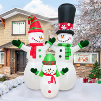 Drei Schneemann-Familien-Kombination Aufblasbare Luftfiguren mit LED-Beleuchtung für Weihnachtsdekoration im Außenbereich