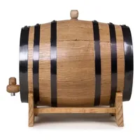 The Barrel House - Baril traditionnel en chêne blanc écologique de 5 litres avec support en bois, bouchon et clé pour l'âge du vin