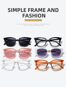 Cat-eye Anti-lumière bleue lunettes cadre haute qualité femmes gelée couleur lunettes plates 2024 tendance personnalisé lunettes cadre - Product Image 2